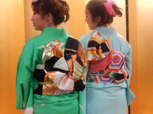 Kimono tied with a decadent "obi" or "sash"